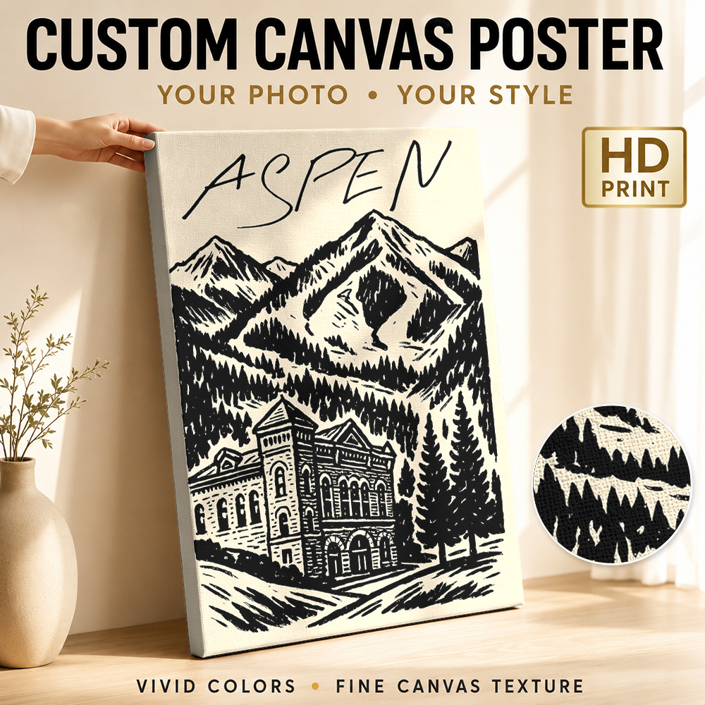 Vintage Collectible Posters - Poster Kanvas Cetak Ski Vintage Aspen,