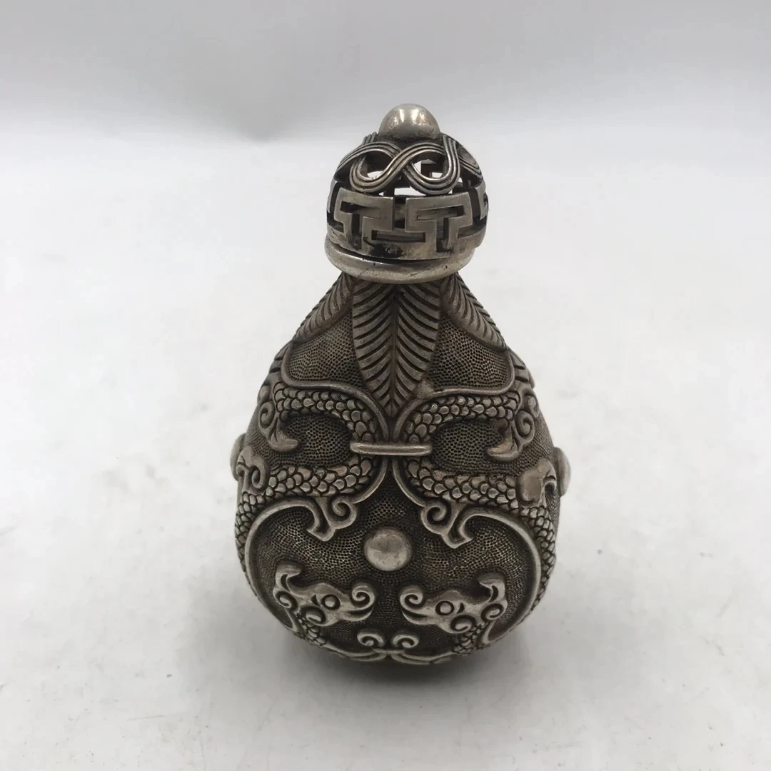 Vintage Collectible Bottles - Botol Tembakau Perunggu Putih Cina Ukiran