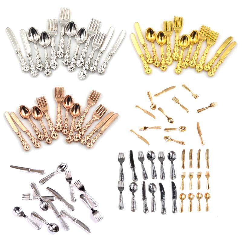 Vintage Collectible Spoons - 12Pcs 1:12 Mini Vintage Rumah Boneka