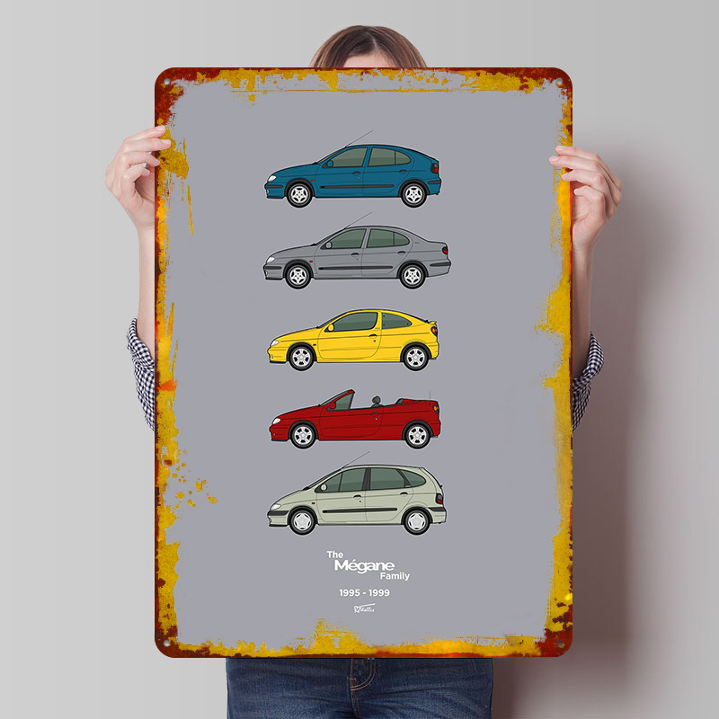 Vintage Collectible Posters - Koleksi Mobil Sport Megane 1995-1999 Poster
